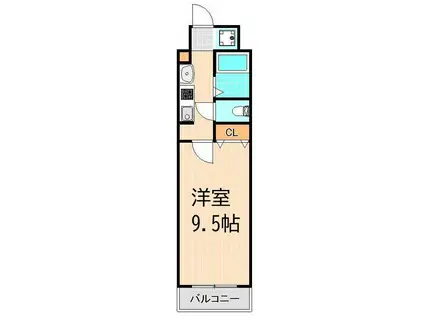 スプリングコート(1K/3階)の間取り写真