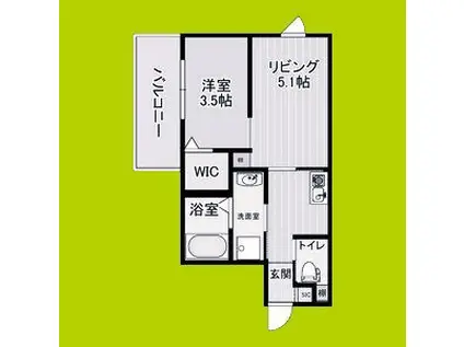 カーサフォルトゥナート堺石津駅前(1LDK/2階)の間取り写真