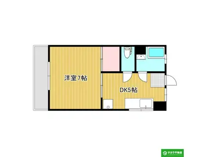 宿利第二ビル(1DK/3階)の間取り写真