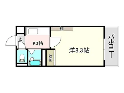 MORE草津(1K/2階)の間取り写真