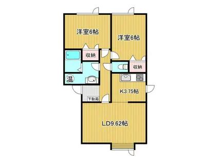 メゾンノースランドTADA(2LDK/2階)の間取り写真