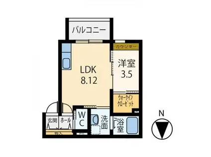 プログレス四条(1LDK/1階)の間取り写真