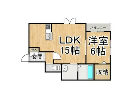 南浜町6番(1LDK/2階)の間取り写真