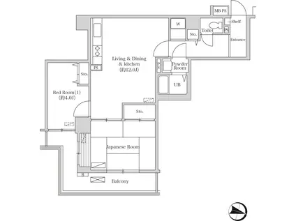 トリニティ芝浦(2LDK/14階)の間取り写真