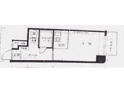 エクシード大名(1K/3階)の間取り写真