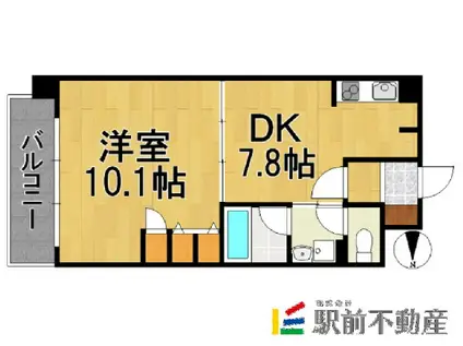 キルンズ高取(1DK/3階)の間取り写真