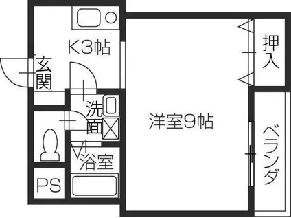 ハーミットクラブ南佐古(1K/3階)の間取り写真