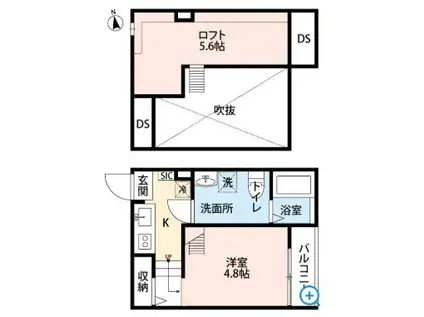 OAKS(ワンルーム/1階)の間取り写真