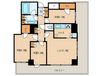 パ-クタワー芝浦ベィワード・アーバンウィング(3LDK/27階)の間取り写真