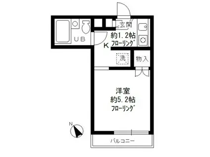 ヴェルディー武蔵野(1K/2階)の間取り写真