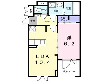アプリコットIV(1LDK/3階)の間取り写真