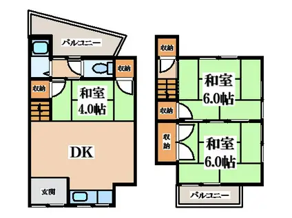 南天荘II(3DK/1階)の間取り写真
