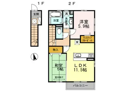 アミティ―ハウスII(2LDK/2階)の間取り写真