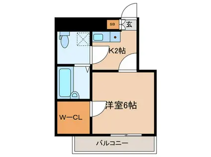 L・ウォークス(1K/2階)の間取り写真