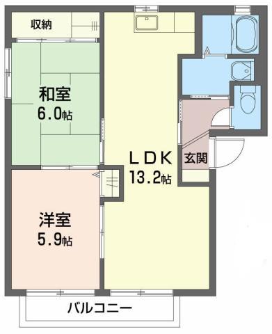 シャーメゾンラヴィ B棟(2LDK/1階)の間取り写真