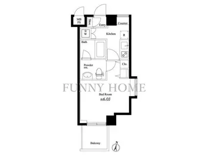 ラスパシオ三軒茶屋(1K/4階)の間取り写真