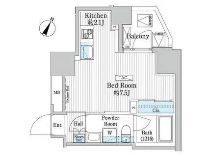 グランハイツ曙橋(1K/4階)の間取り写真