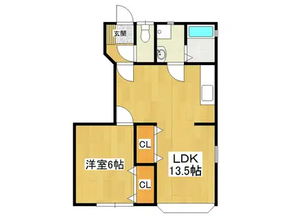 ロイヤルシャトーG棟(1LDK/1階)の間取り写真