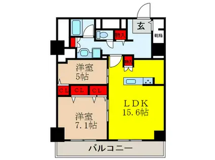 グランセジュール江坂(2LDK/11階)の間取り写真