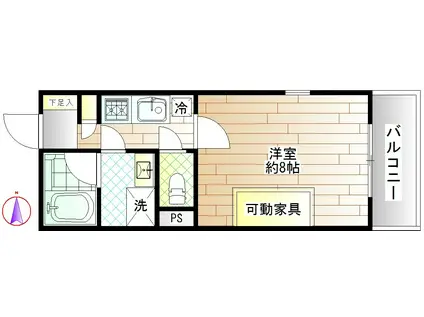 E.K.A (1K/2階)の間取り写真