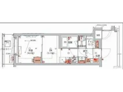 ハーモニーレジデンス神楽坂ヒルズTHIRD(1DK/4階)の間取り写真