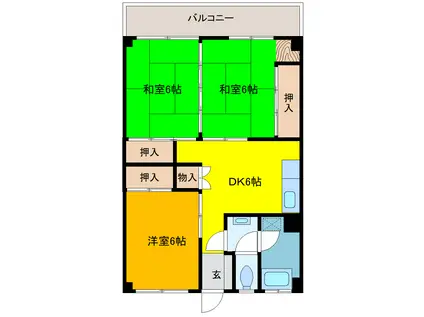 花菊ビル(3DK/3階)の間取り写真