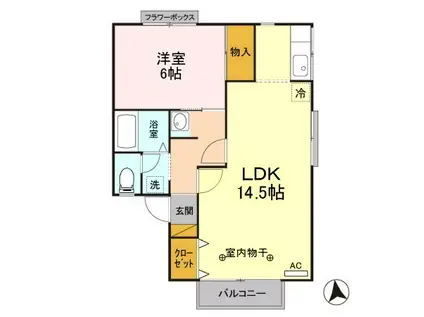 ラ・ポール丸山 A/B(1LDK/2階)の間取り写真