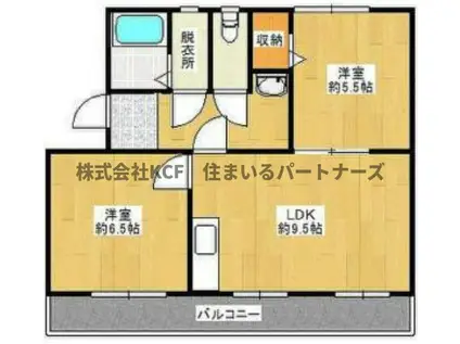 コンチェルト東合川II(2LDK/1階)の間取り写真