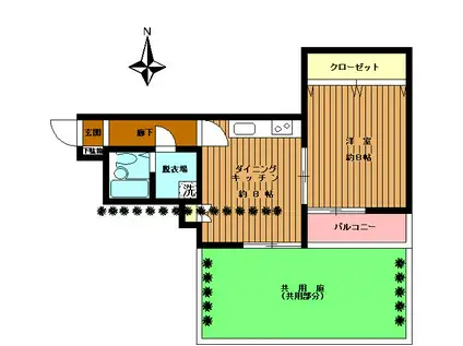 LーVINA溝口(1DK/1階)の間取り写真