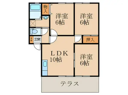 ヴィラコート宇留津(3LDK/1階)の間取り写真