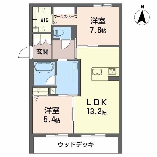 シャーメゾンリアンI(2LDK/1階)の間取り写真