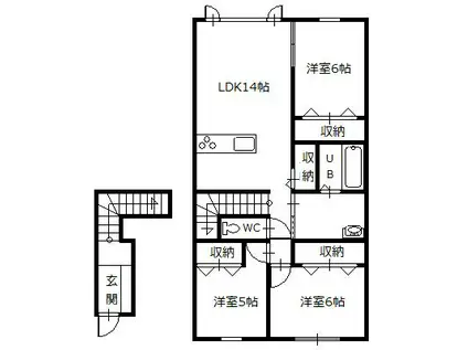 SUN MALL(3LDK/2階)の間取り写真