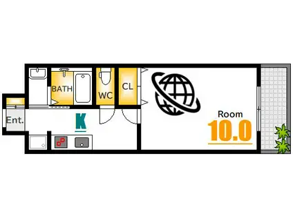 LUTELLA河原町(1K/4階)の間取り写真