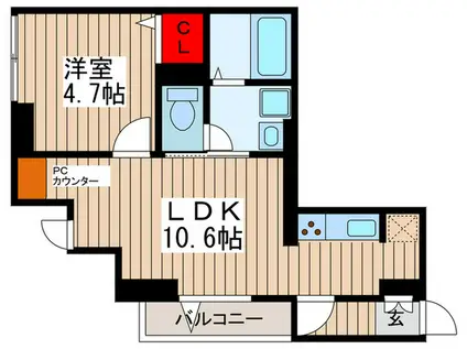 アムール東向島(1LDK/3階)の間取り写真