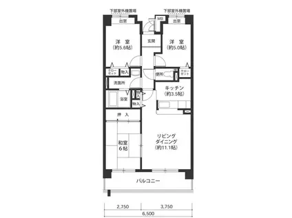 王塚東シティコート B1タイプ(3LDK/6階)の間取り写真