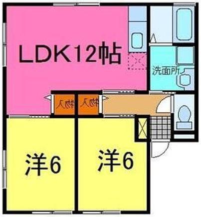 ハーモネート城西(2LDK/2階)の間取り写真