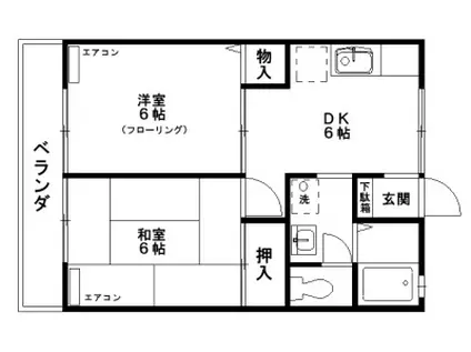 ハイツムウラン(2DK/2階)の間取り写真
