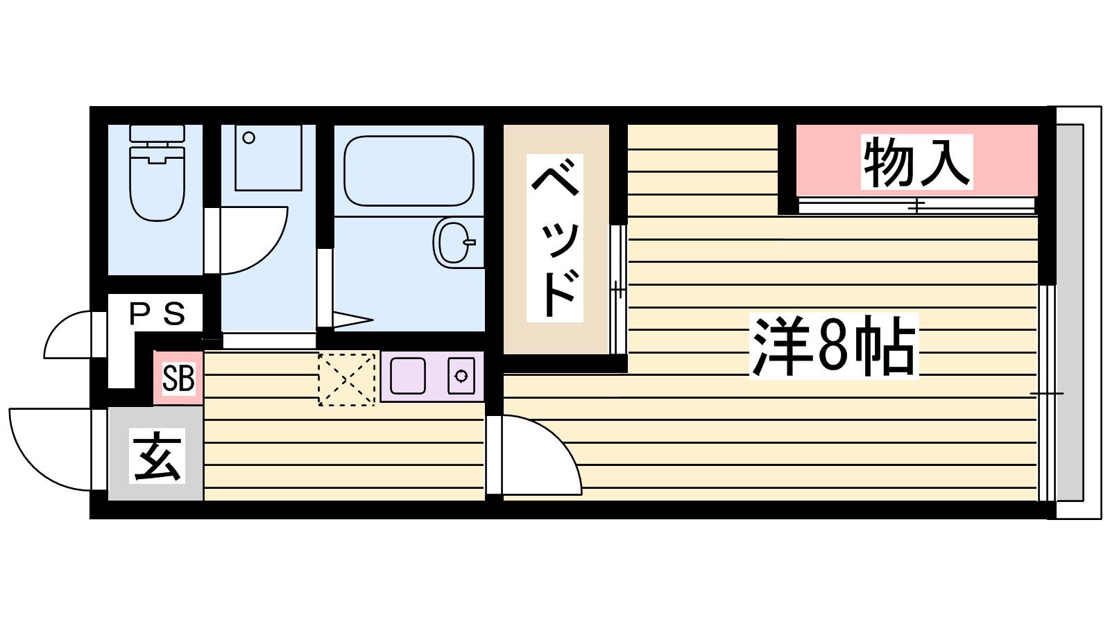 レオパレスリバーサイド 光(1K/2階)の間取り写真