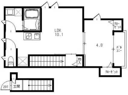 ホワイトプラターヌ(1LDK/2階)の間取り写真