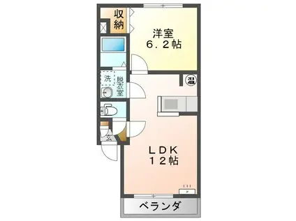 Mハイツ東町10(1LDK/2階)の間取り写真