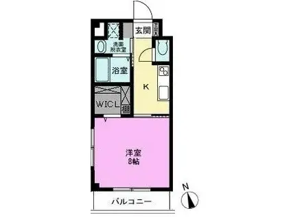 プレイスワン(1K/2階)の間取り写真