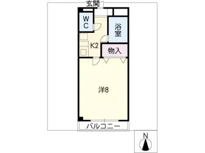 セジュール若宮(1K/2階)の間取り写真