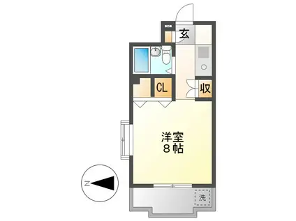 グレイス桜(ワンルーム/3階)の間取り写真