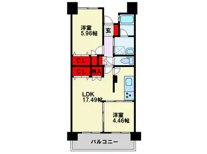 アプローズ戸畑駅 弐番館(2LDK/9階)の間取り写真