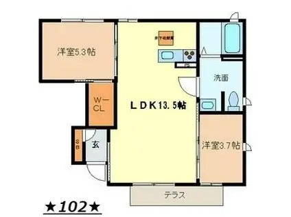 桜コート(2LDK/1階)の間取り写真