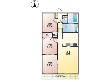 ROYALGARDEN学園通II(3LDK/1階)の間取り写真