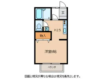 ブルームまりもA(1K/2階)の間取り写真