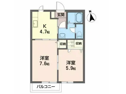 ドラゴンパークスG(2K/2階)の間取り写真