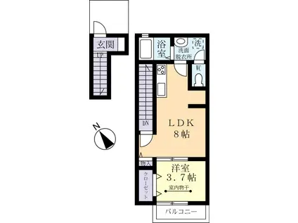 WISTERIAIII(1LDK/2階)の間取り写真