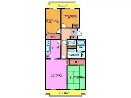 グリーンシャンテ(3LDK/3階)の間取り写真